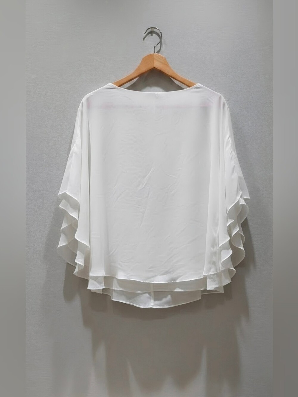 White Layered Flutter Sleeve Women's Top